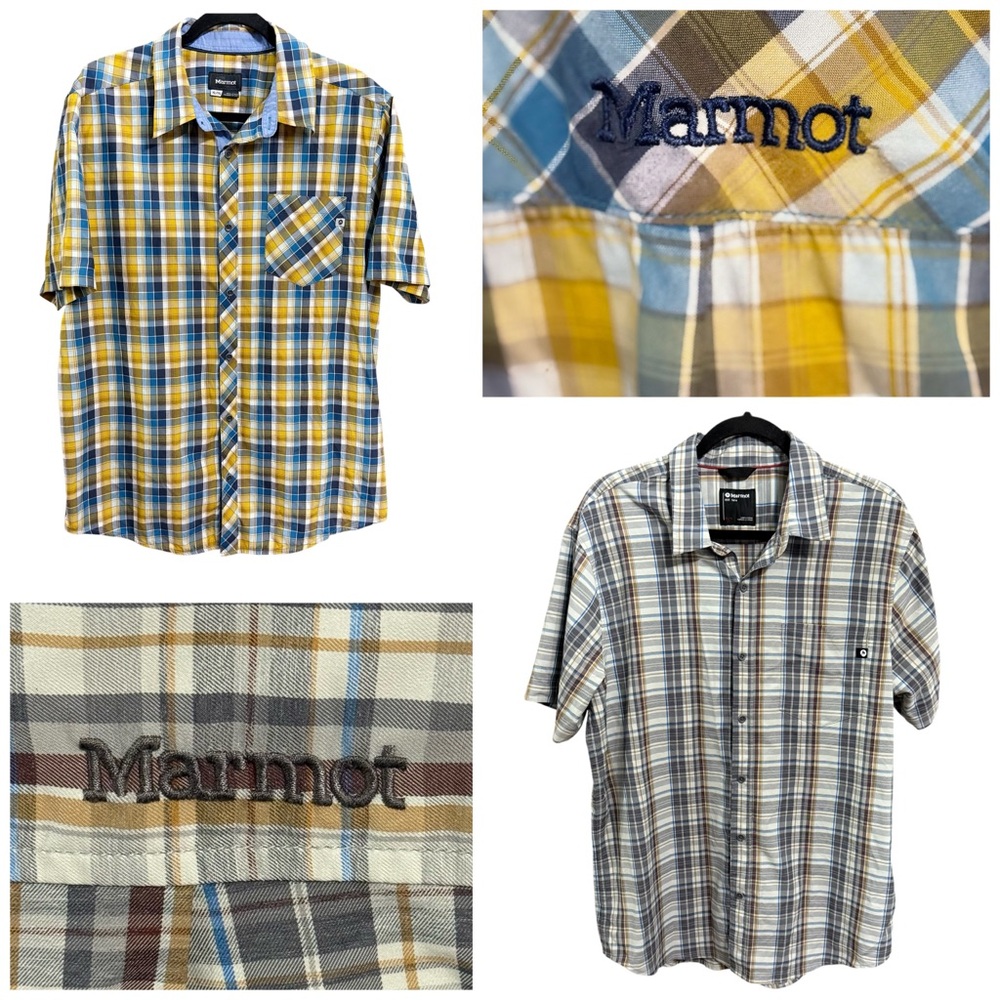 Marmot Mens Short Sleeve Plaid Button Down Lightweight Outdoor Shirts Bundle XL
